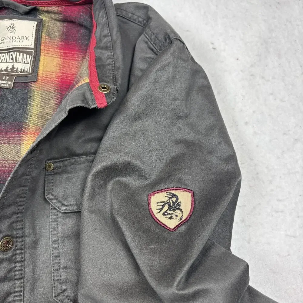 LEGENDARY WHITETAILS MEN'S LINED BUTTON SNAP JACKET GRAY POCKETS SIZE LT